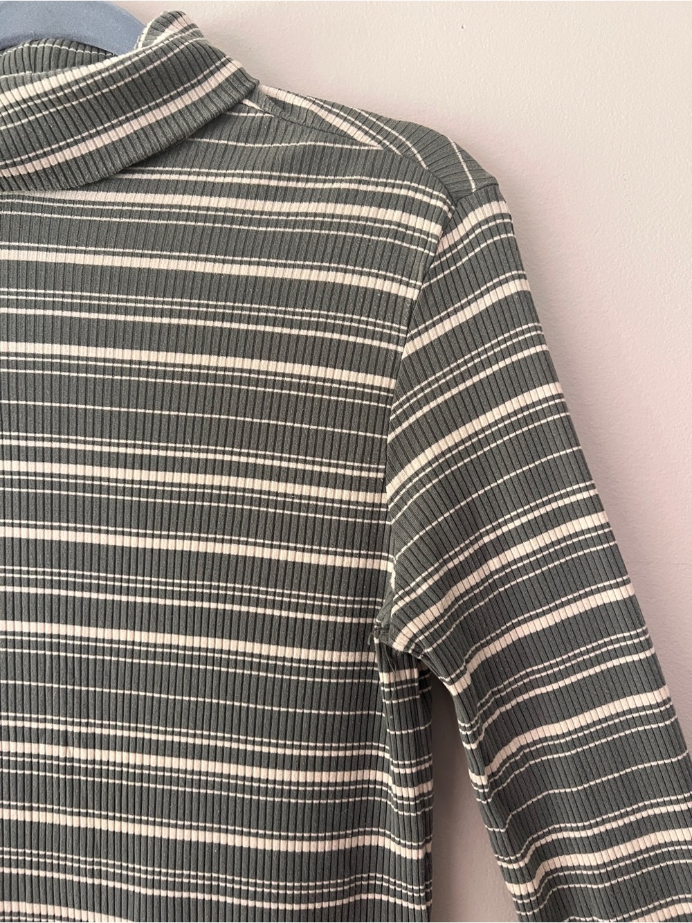 Carve Designs Olive & White Striped Ribbed Turtleneck Long Sleeve - Picture 2 of 5